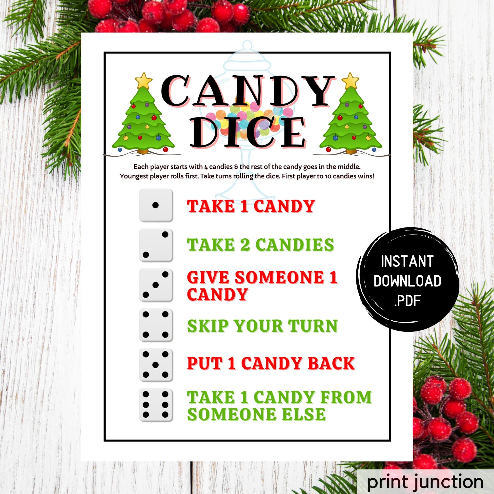 Candy Dice Game, Christmas Games, Christmas Party Games, Candy Game