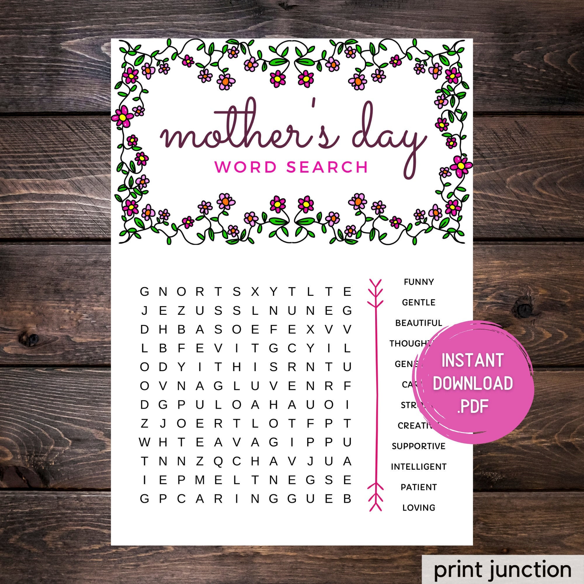 mothers day game printable mothers day word search etsy