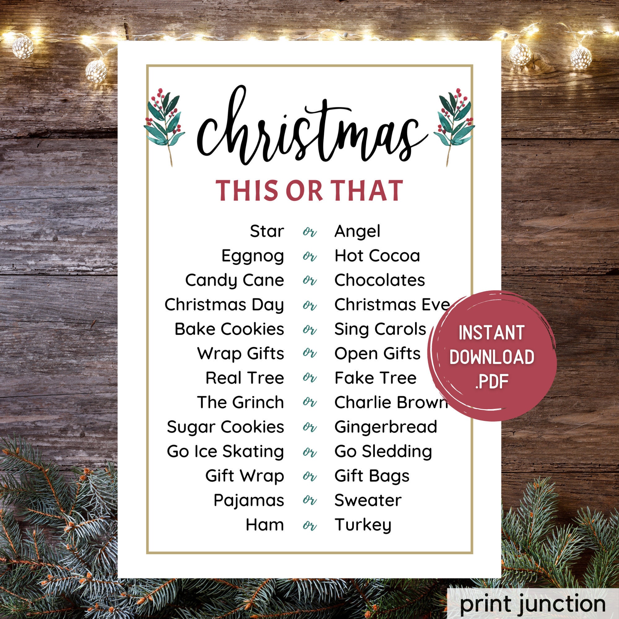 Christmas This or That Would You Rather Christmas Etsy Canada