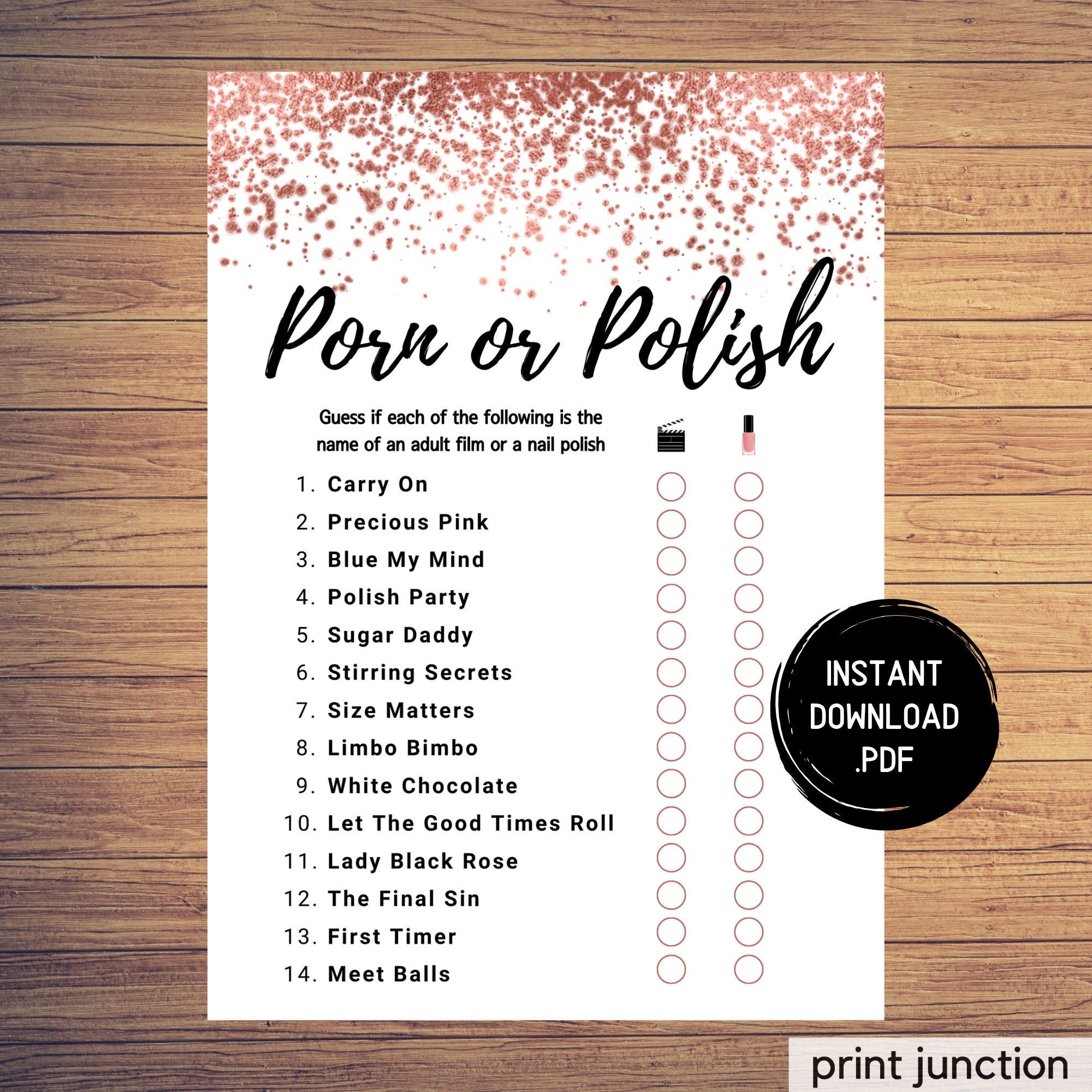 porn or polish game printable girls night games ladies night etsy
