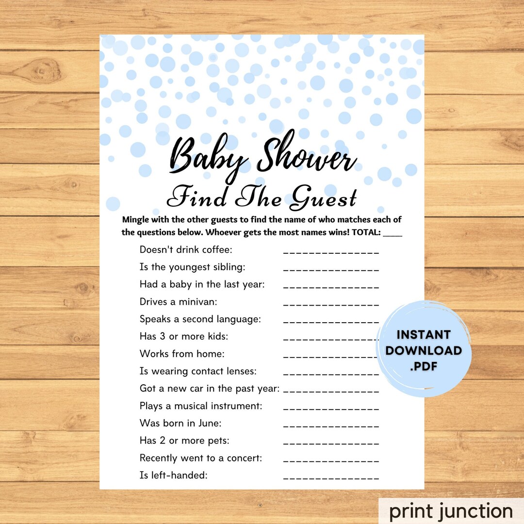 Find the Guest Game Baby Shower Icebreaker Game Boy Baby Shower Fun Mom