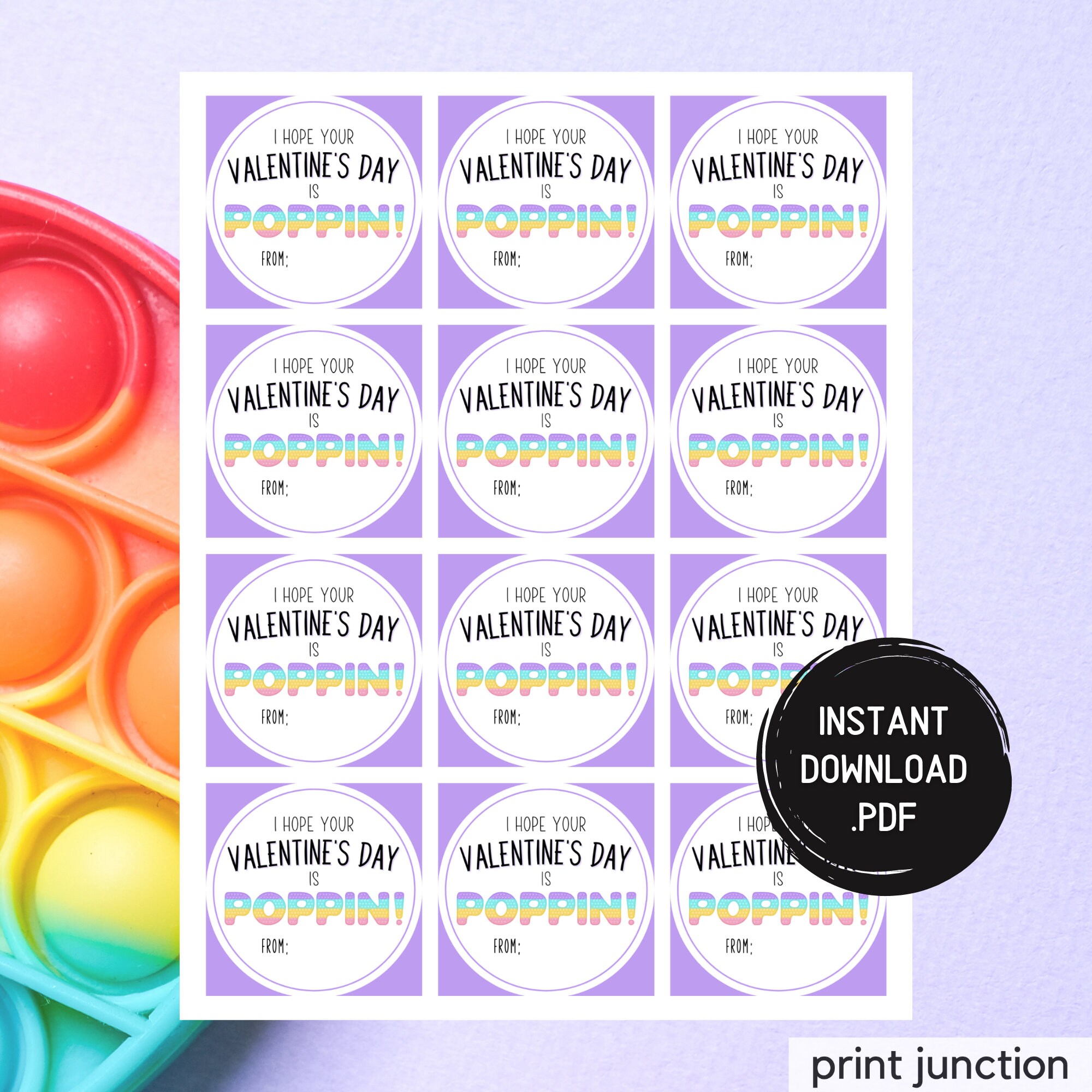 Pop It Valentine, Pop It Tags, Pop It Valentines Printable, Pop It Valentines Tags, Valentines ...