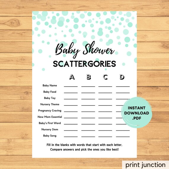 Baby Shower Scattergories Game Baby Scattergories Printable | Etsy