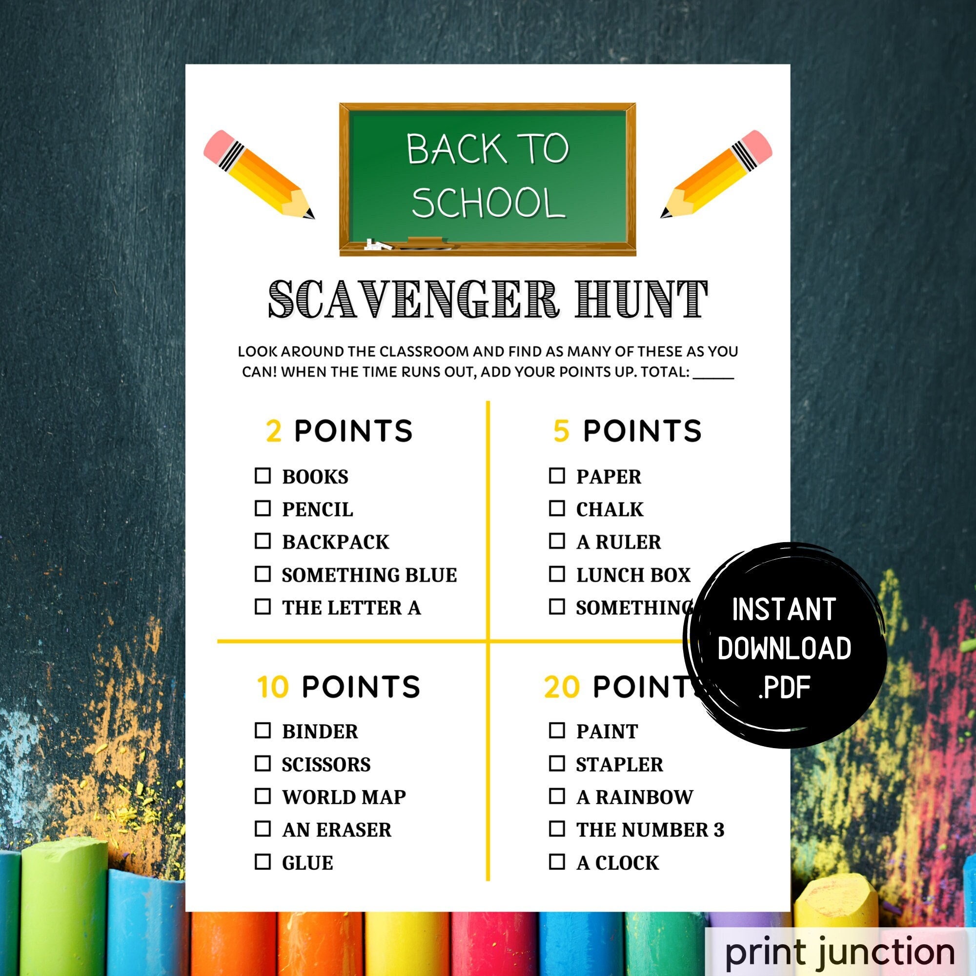 Back to School Scavenger Hunt Game: Printable Classroom Activity ...