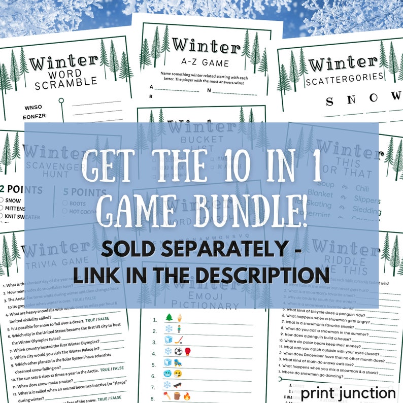 Winter Trivia Game, Printable Holiday Activity, Winter Games, Winter Party Games, Games For Kids Adults Families Groups, Office Party Games image 3