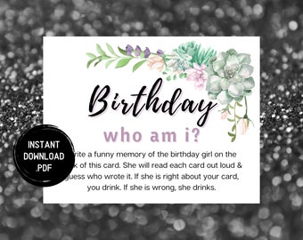 Floral Birthday Game: Who Am I? - Printable Party Game (PDF Download)