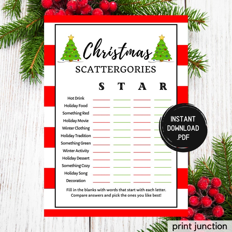 christmas scattergories list printable christmas scattergories list printable