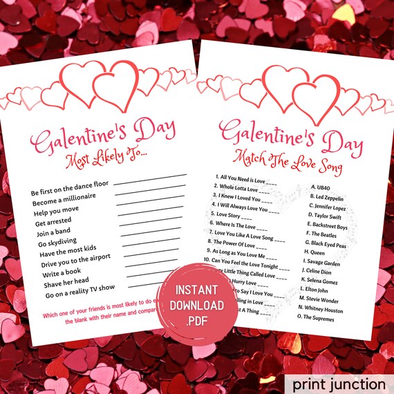 Valentine'S Day Games, Galentines Day Games, Match The Love Song.