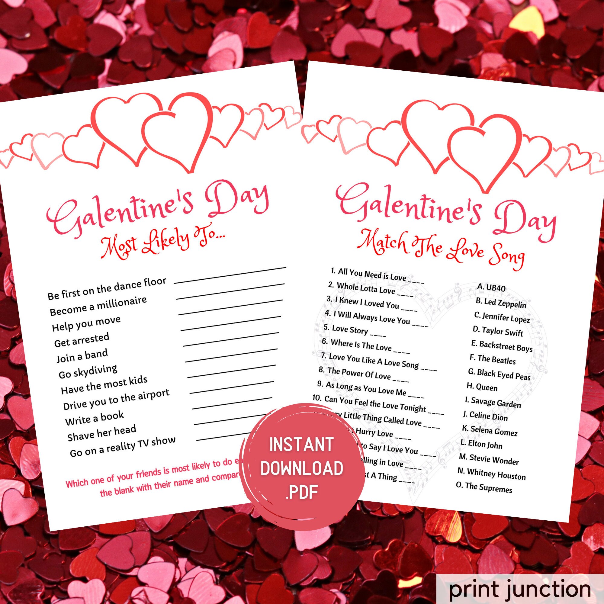 Valentine S Day Games Galentines Day Games Match The Etsy