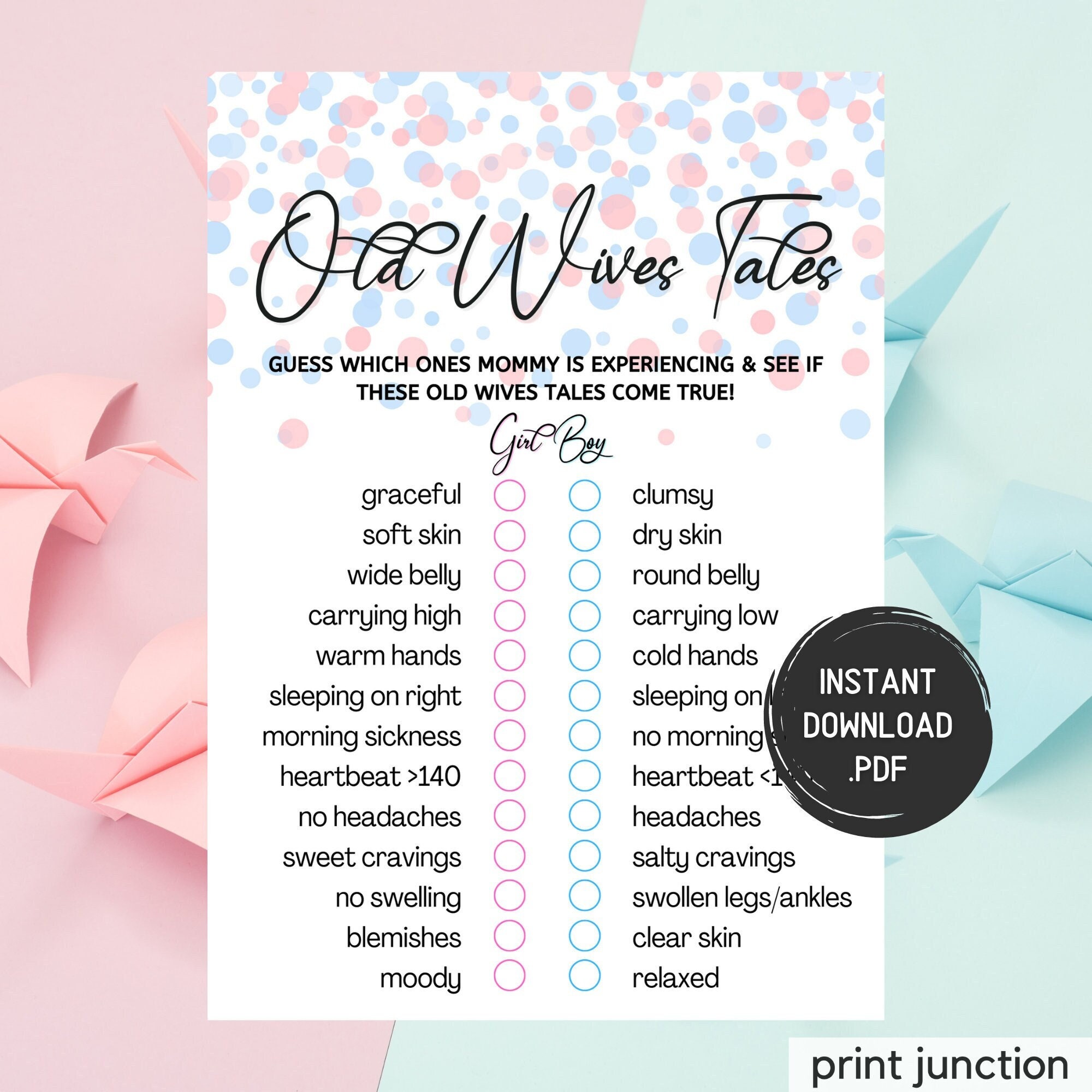 Old Wives Tales, Gender Reveal Party Games, Gender Reveal Games, Old ...