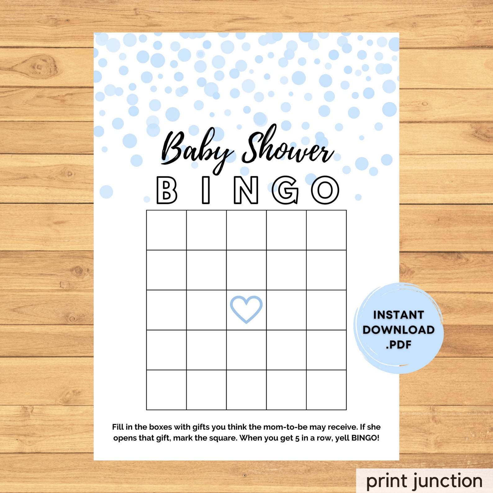 Baby Shower Bingo Game Baby Boy Bingo Game Printable Blue Baby Shower
