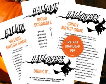 Halloweenspel, Halloweenfestspel, utskrivbara Halloweenspel, Halloweenspel för vuxna, utskrivbara festspel, Halloweenspelpaket