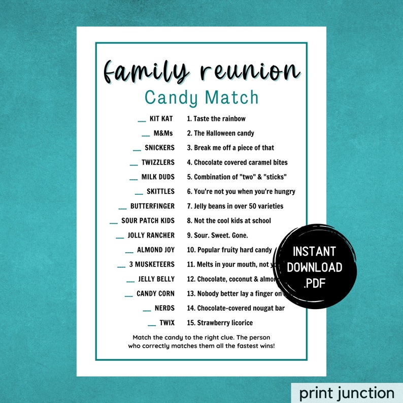 Family Reunion Games, Candy Match Game, Family Gathering, Icebreaker ...