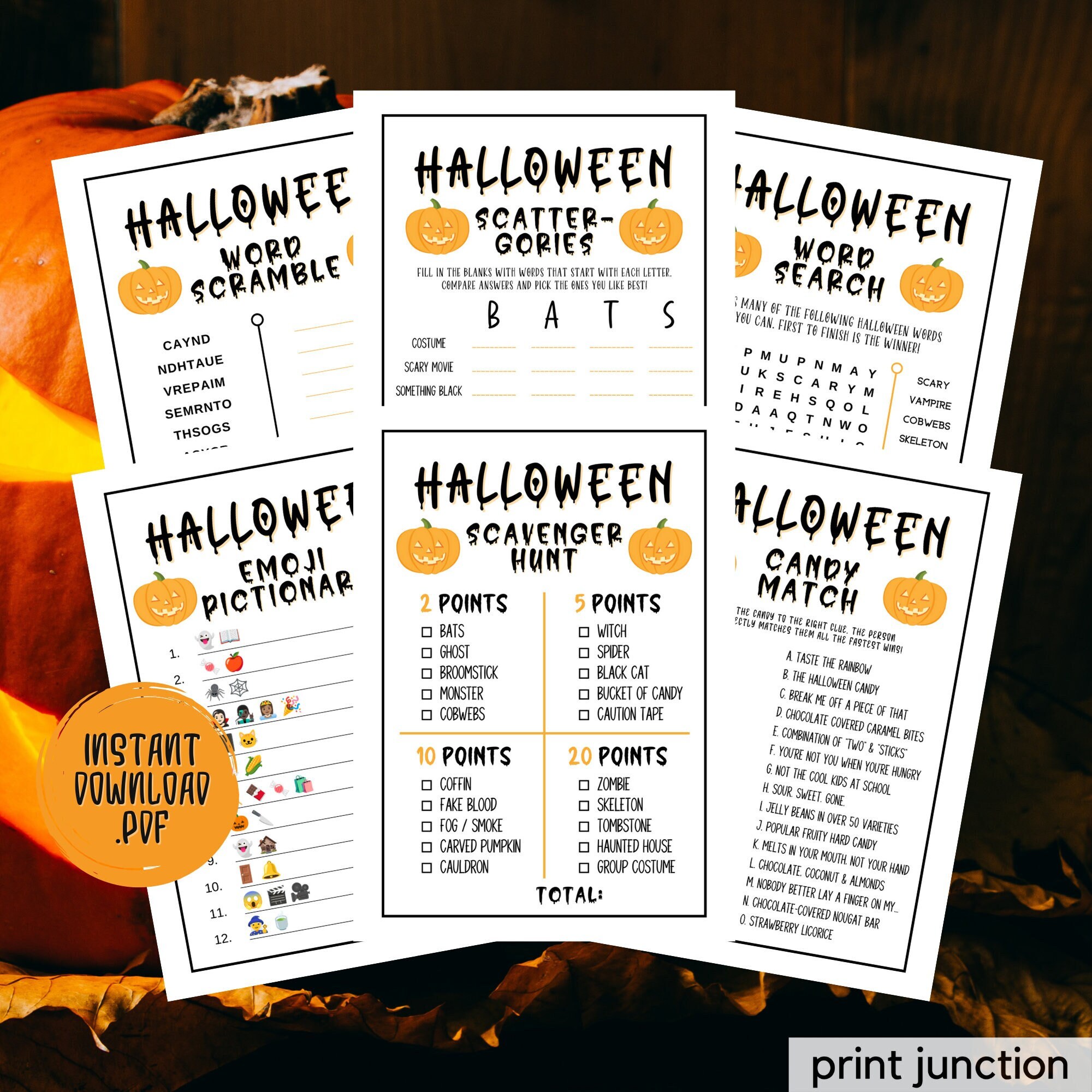 Halloween Party Game Halloween A-Z Word Games Kids Teens & 