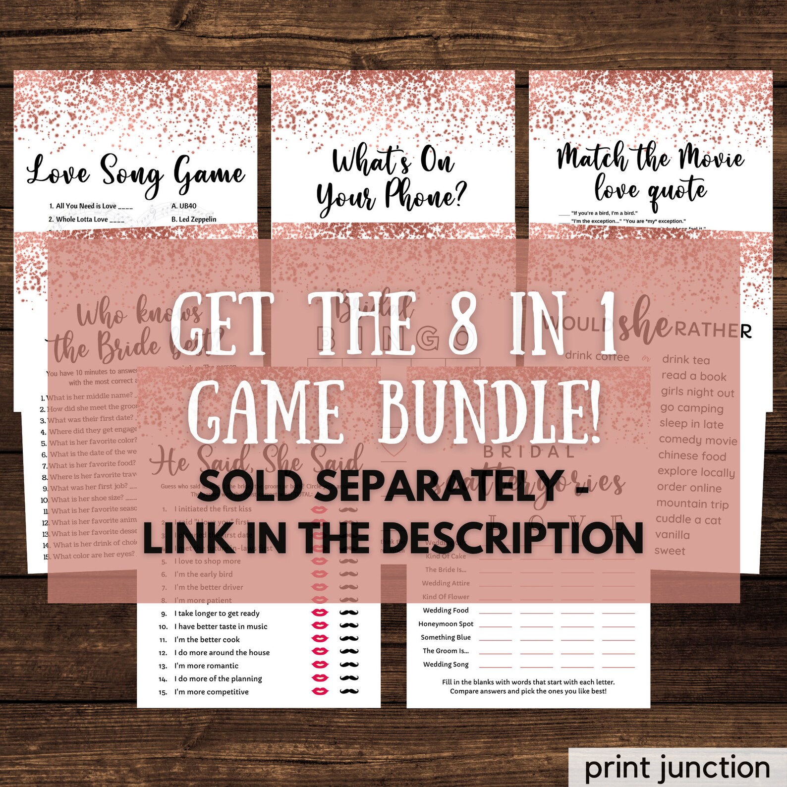 Rose Gold Bridal Shower Games Virtual Bridal Shower Zoom Etsy Canada