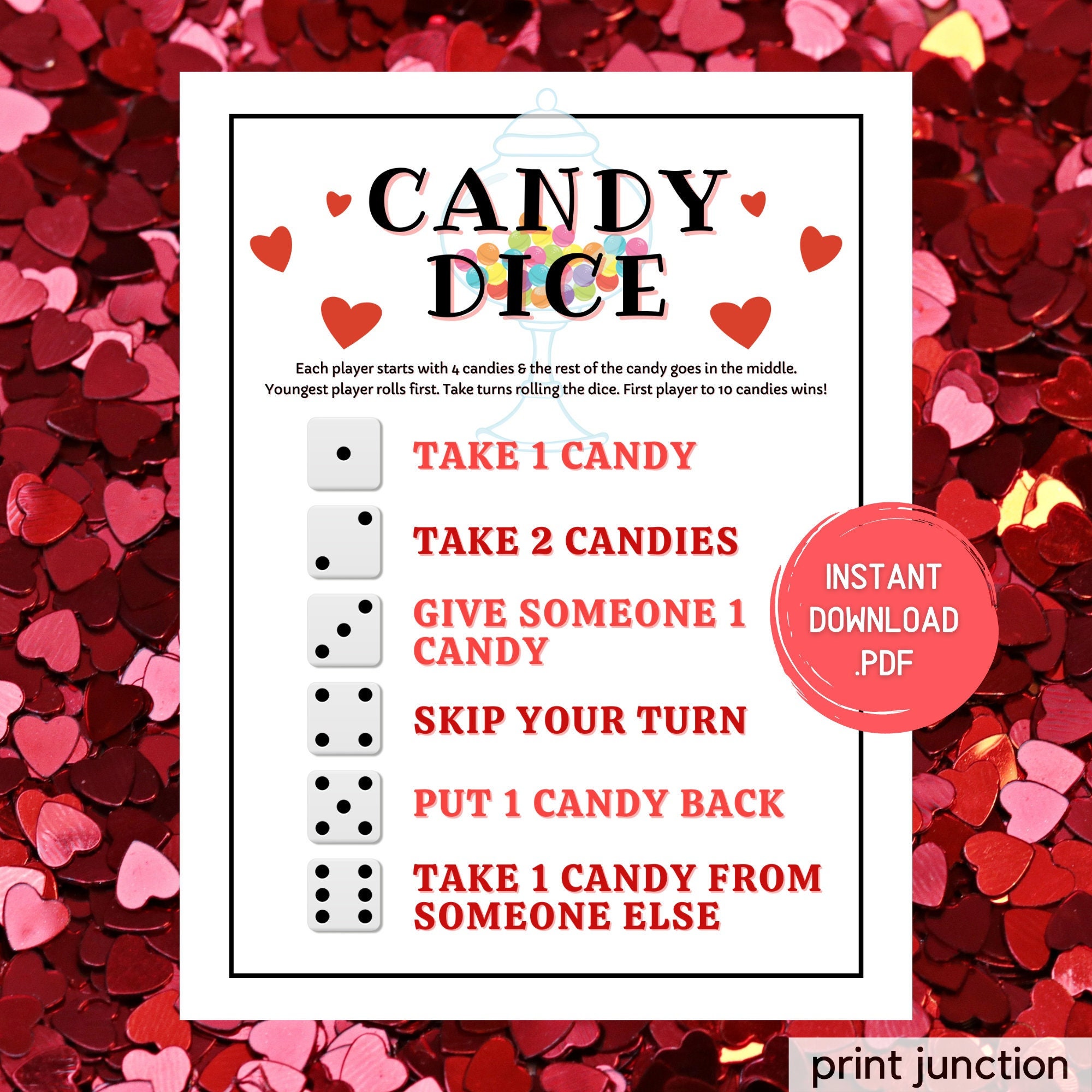 Candy Dice Game, Valentines Day Games, Valentines Day Party Games, Candy Game, Kids Games, Fun Party Games, Printable, Instant Download - Etsy candy-dice-game-valentines-day-games-valentines-day-party-games-candy-game-kids-games-fun-party-games-printable-instant-download-etsy