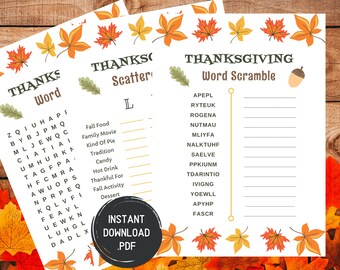 Thanksgiving Games - Thanksgiving Game Bundle - Thanksgiving Printable Games Pack - Fun Friendsgiving Games - Fall Games - Instant Download