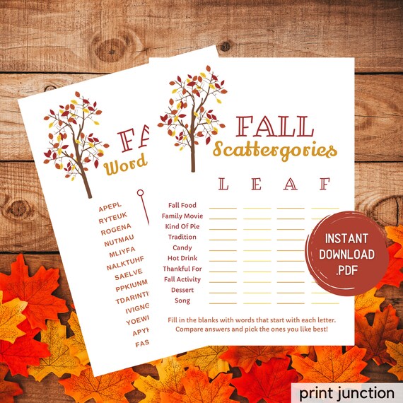 Thanksgiving Games Fall Games Word Games Friendsgiving Etsy