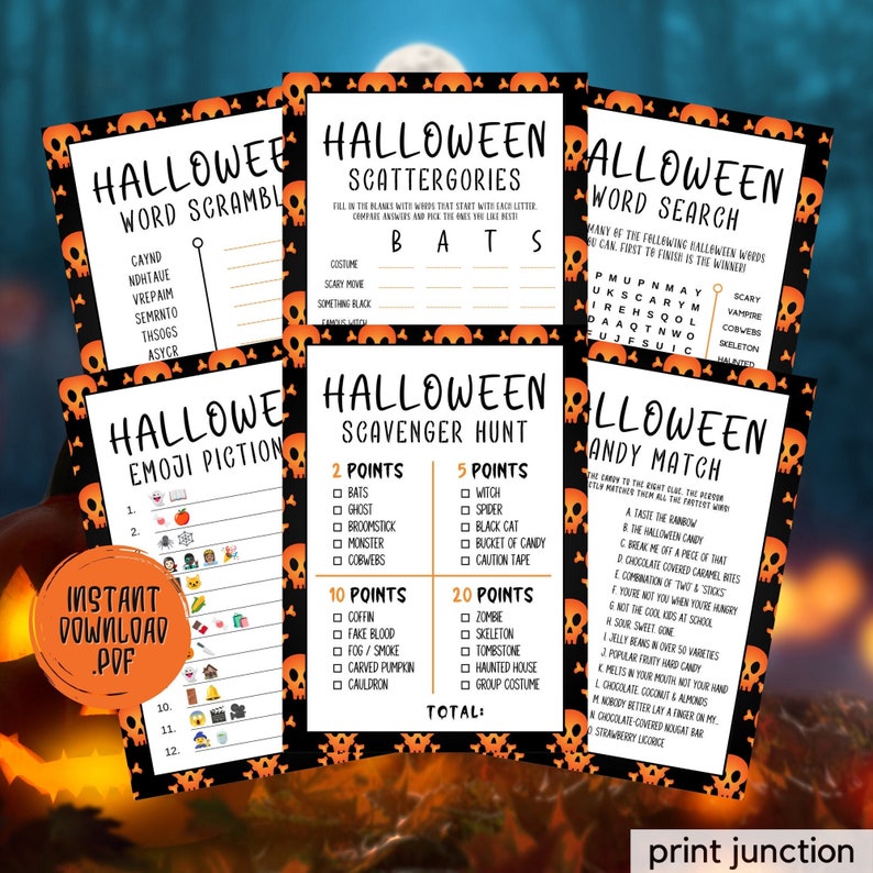Halloween Party Games FOR KIDS, Halloween Games, Halloween Printable Games, Fun Halloween Party Games, Kids Party Games, Instant Download