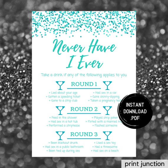 Never Have I Ever Game Birthday Party Game Printable 30th