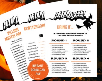 Halloweenspel, Halloweenfestspel, utskrivbara Halloweenspel, Halloweenspel för vuxna, utskrivbara festspel, Halloweenspelpaket