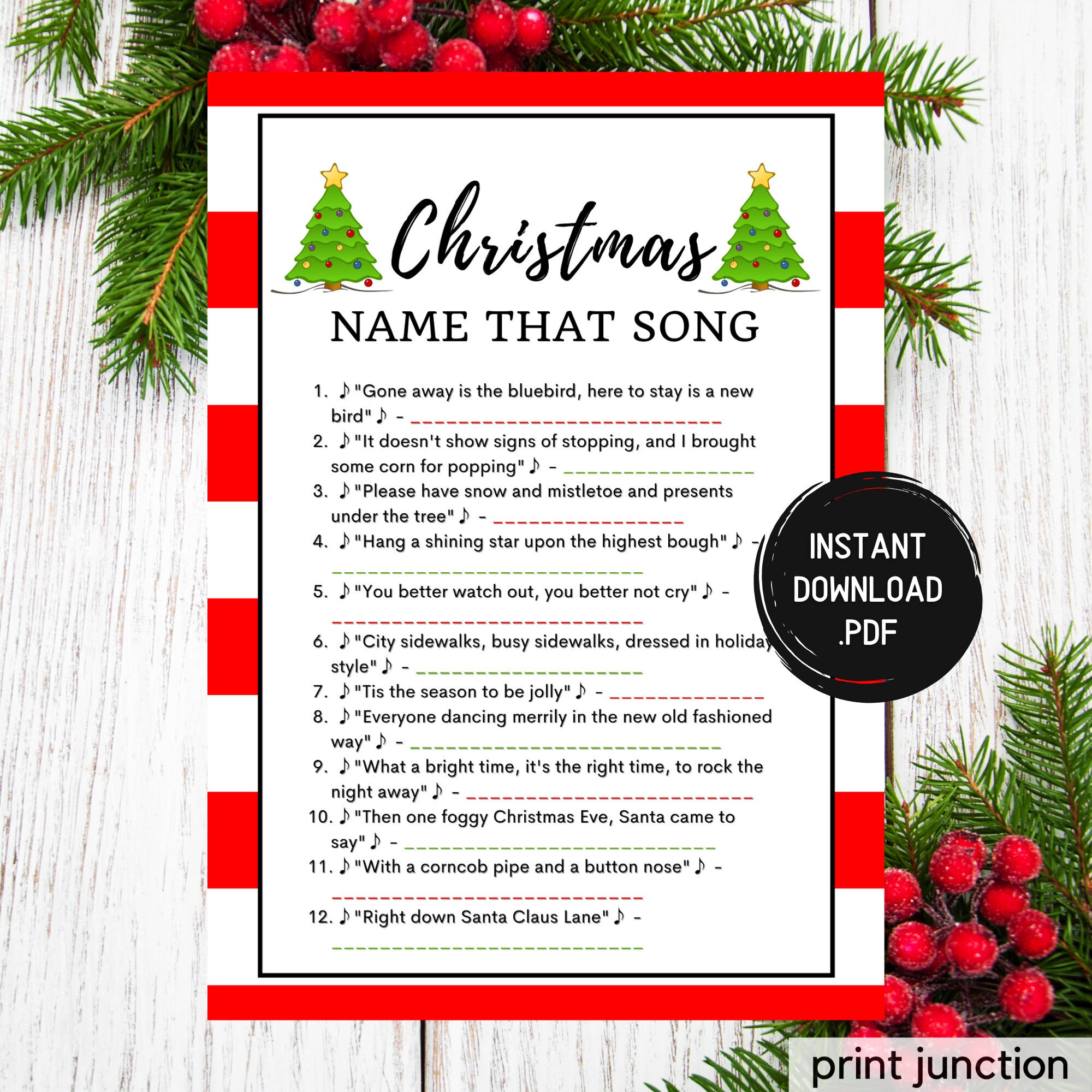 Christmas Music Trivia Game Christmas Song Trivia Christmas Name That