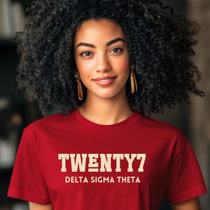 Twenty-Fourty9 Crimson and Cream Line Number Unisex Delta Sigma Theta Shirt – New Initiate Line Gift-Crossing Gift-Probate Gift