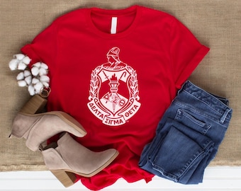 Camiseta con escudo rojo Delta Sigma Theta / Regalo de hermandad DST