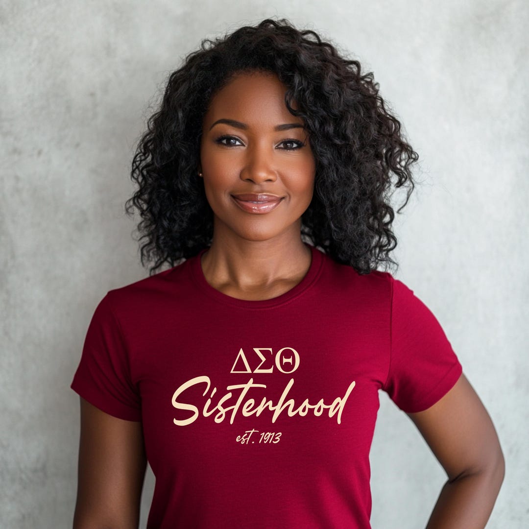 Delta Sigma Theta Crimson & Cream Tshirt Sisterhood Est. 1913