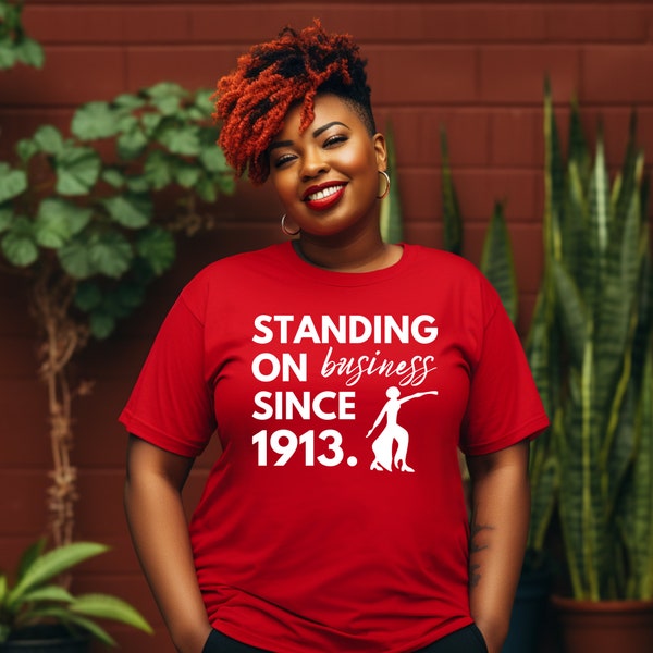 Red and White Short Sleeve Standing on Business TShirt Delta Founders Day J13 T-Shirt Black DST Delta Sigma Theta 1913 Sorority Shirt