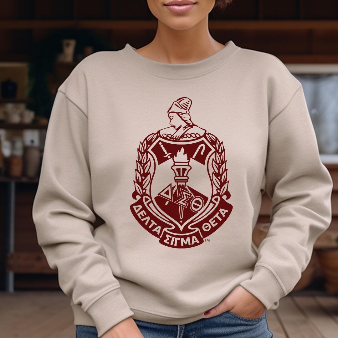 Delta Crimson and Cream Flock Crest Sweatshirt Womens Apparel Delta