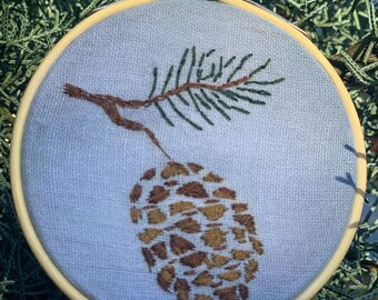 Christmas Pinecone embroidery ornament