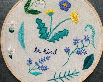 Embroidery sampler “be kind”