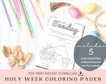 Easter Coloring Pages, Easter Coloring Pages for Kids, Easter Printable, Holy Week, Easter Activities Printable, Scripture, PDF DIGITAL