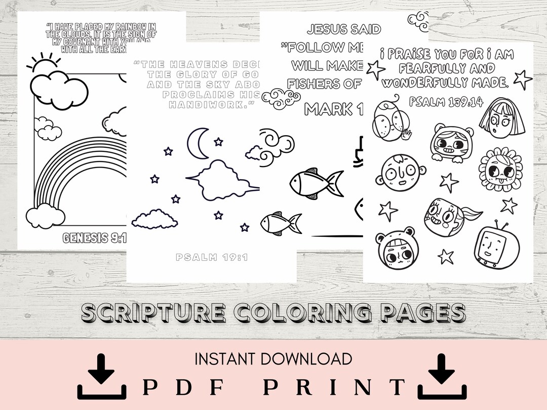 Scripture Coloring Pages Printable - PDF Print - Kids Coloring - Sunday ...