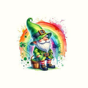 Watercolor Saint Patricks Gnome Clipart, St Patrick Day Clipart, Gnomes Png, Fantasy Clipart, St Patricks, St Patricks day, Sublimation