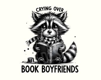 Funny Book Boyfriend Book Lover Raccoon Png, Digital Download