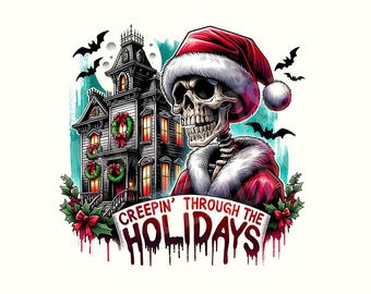 Kerst png, Gothmas, Creepmas, Gothic Christmas, Goth Christmas, digitale download, Spooky Christmas, kerst png-ontwerpen, skelet png