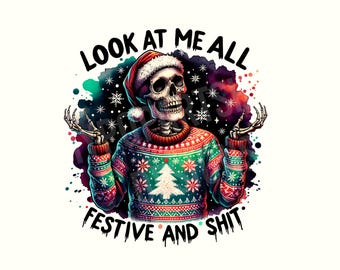 Skelet kerst png, grappige kerst png, snarky kerst, halloween kerst png, kerst halloween png, spookachtige kerst, feestelijke png