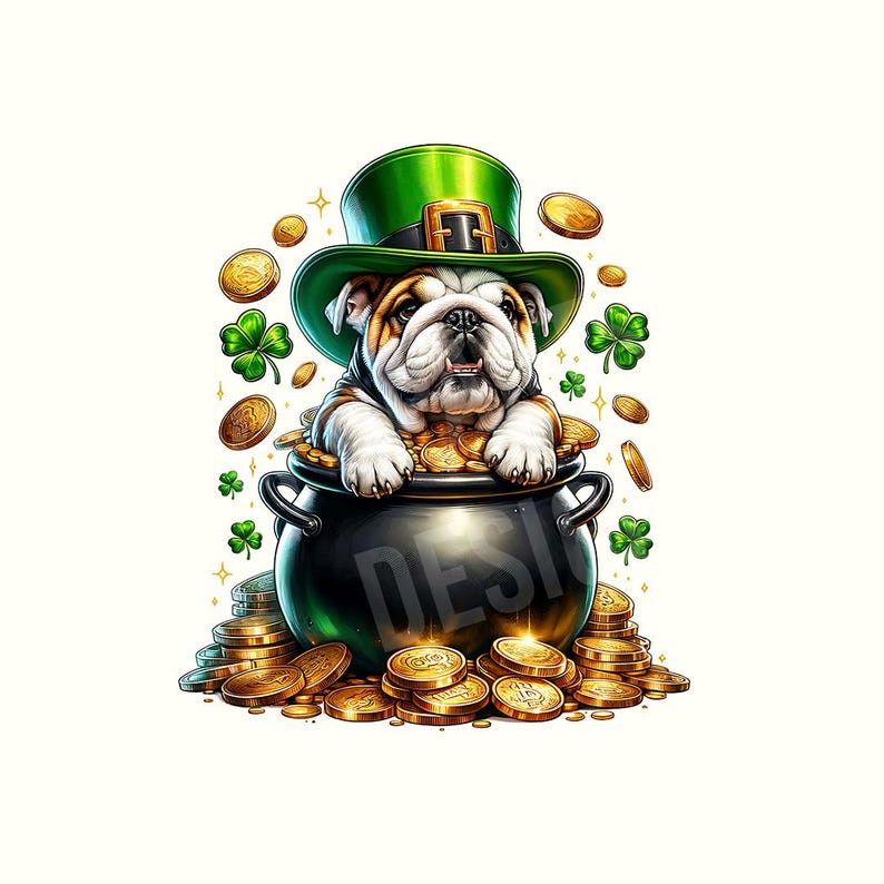 St Patricks Day Bulldog PNG, Leprechaun Dog Digital Download - Etsy