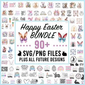 Påsk svg, Glad påsk svg, påsk png (90+ Png/Svgs + alla framtida påsk png & svgs tillagda i min butik) Påsk svg-paket, Påsk Clipart