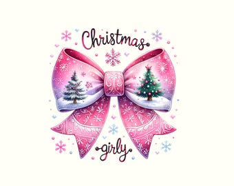 Pink Christmas Png, Coquette Christmas, Christmas girly, Christmas bow Png, Christmas Sublimation, Girl Christmas Png, Cute Christmas Png