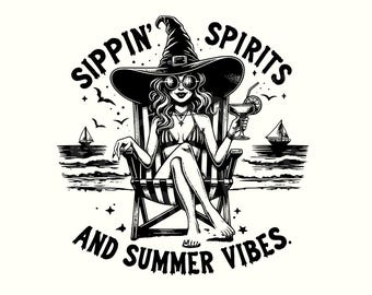Spiaggia Png, Strega Png, Strega, Summerween, Estate spettrale, Estate Png, Download digitale, Trendy Png, Halloween Png, Vibrazioni spettrali, Gotico, Gotico
