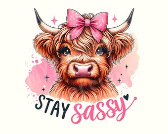 Stay Sassy Png, Sassy, Highland cow Png, Highland Cow Shirt, Cow Png,Sarcastic Png,Sarcastic shirt,Funny Png,Digital Download,PNG,Trendy Png