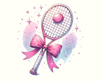Coquette Tennis Racket with Bow Png Clipart, Digital Download