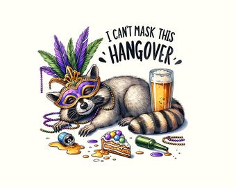 Mardi Gras Png, Raccoon, Raccoon Shirt, Funny Png, Digital Download, Sublimation, Party, Beads, Carnival, Mardi Gras, Mardi gras shirt