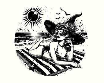 Spiaggia Png, Strega Png, Strega, Summerween, Estate spettrale, Estate Png, Download digitale, Trendy Png, Halloween Png, Vibrazioni spettrali, Gotico, Gotico