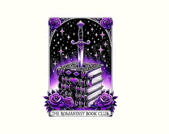 Romantasy Book club png, Tarot Card Books png, bookish png, fantasy book tarot, reading png, romance book png, Book Lover Sublimation Design