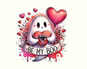 Be My Boo Png, Valentinstag Geist Png, Geist mit Ballon, Pastell Valentinstag, Valentinstag Sublimation, Mädchen Geist Png, beliebte Valentinstag Png