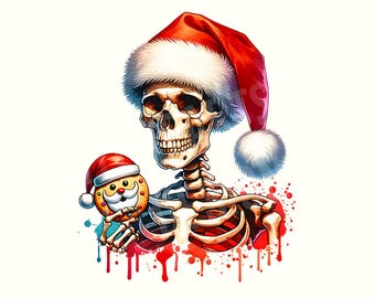 Kerst png, Gothmas, Creepmas, Gothic Christmas, Goth Christmas, digitale download, Spooky Christmas, kerst png-ontwerpen, skelet png